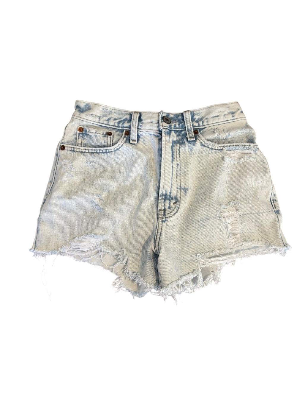 Abercrombie & Fitch Light Wash Distressed Denim Shorts